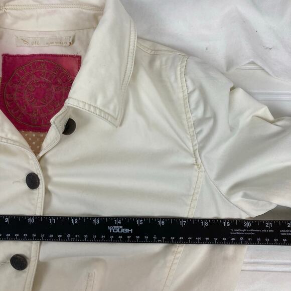 Blue Willi's Life Jacket Women M Cream Studs Embroidered Coat of Arms Style Back - Picture 12 of 13